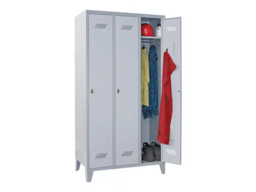 locker,HxBxD 1850x900x500mm,3vak,vak B 300mm,RAL7035,front RAL7035