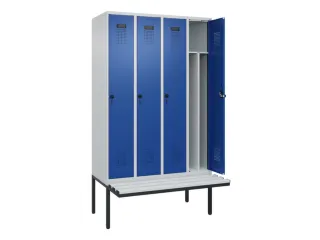 locker met bank,voor scheiding van kleding,HxBxD 2120x1200x815mm,4vak - 1