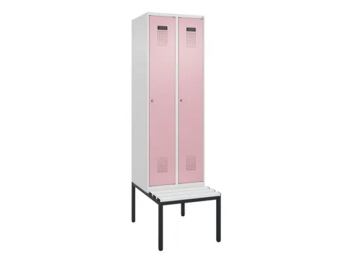 locker met bank,HxBxD 2120x600x815mm,2vak,vak B 300mm,cilinderslot