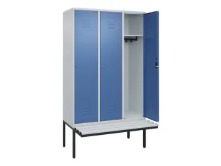 locker met bank,HxBxD 2120x1200x815mm,3vak,vak B 400mm,cil.-slot - 2