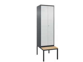 PBM-locker met bank,HxBxD 2120x600x815mm,2vak,vak B 300mm,cil.-slot - 1