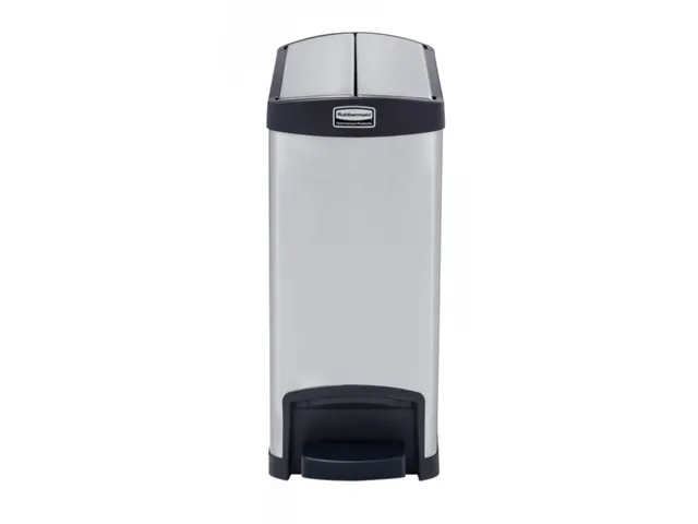 Slim Jim Step On conteneur End Step Inox mat 30 ltr, noir Rubbermaid