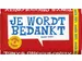 Chocolade Tony's Chocolonely reep 180gr melk "Bedankt"
