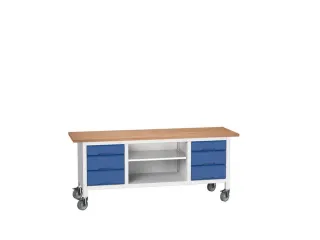 werkbank,HxBxD 830x2000x600mm,multiplexblad,uitrusting: 6laden,legbord - 1