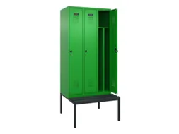 locker met bank,voor scheiding van kleding,HxBxD 2120x900x815mm,3vak