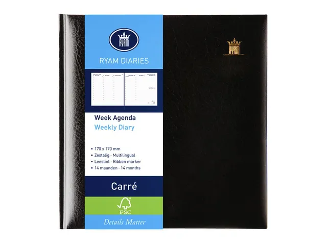 Agenda 2027 Ryam Carré Mundior 7 jours/2 pages noir