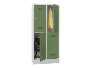 dubbeldekse locker,HxBxD 1850x800x500mm,2x2vak.,RAL7035,front RAL6011 - 2