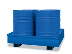 Opvangbak Staal 1325x1320x250mm Voor 4x200l Vaten Rooster Blauw