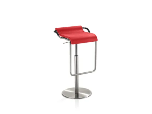 barkruk,zitting H 640-910mm,zitting rood,m. voetensteun,schotelvoet