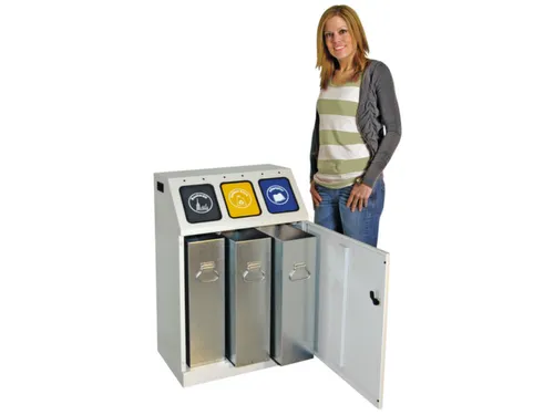 Afvalverzamelstation 3x30 Liter Romp Ral7035 Ral7016/ral1003/ral5010