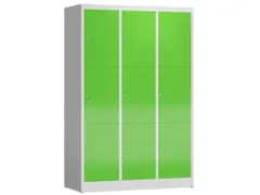 Lockerkast 1800x1185x500mm 3x3 vakken cilinderslot, sokkel, RAL6018