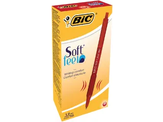 Balpen Bic soft feel grip clic medium rood - 2
