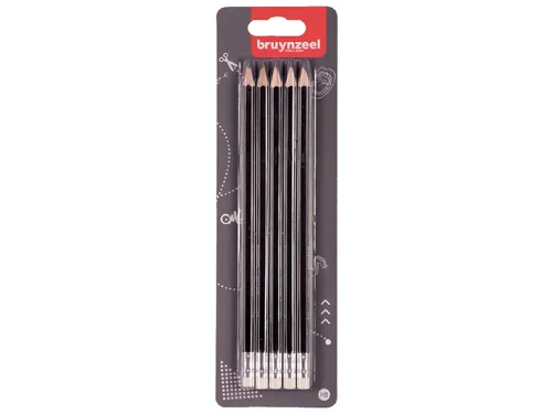 Potlood Bruynzeel Teens HB gumtip blister à 5 stuks
