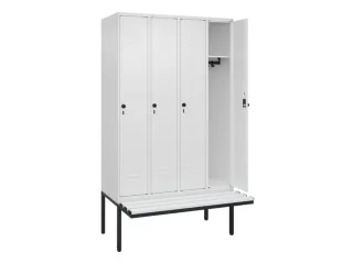 locker met bank,HxBxD 2120x1200x815mm,4vak,vak B 300mm,draaigrendel - 2