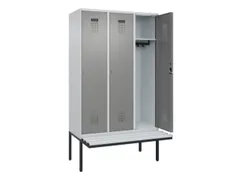 locker met bank,HxBxD 2120x1200x815mm,3vak,vak B 400mm,cilinderslot