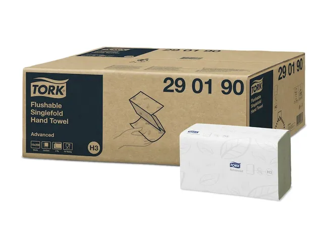 Tork 290190 H3 oplosbare Handdoek Advanced ZigZag 2-laags Wit 15x250v