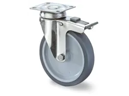 Zwenkwiel M. Dubbele Rem Rvs 70kg Øxb 125x28mm Thermoplast