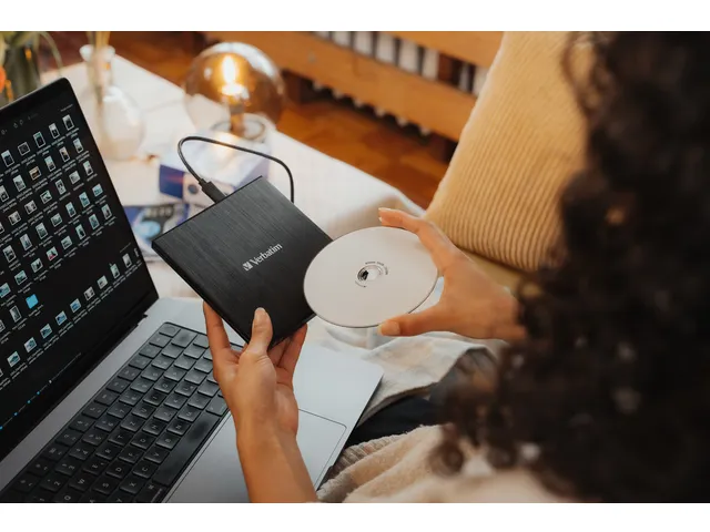 Verbatim External Slimline Writer 43886 Cd/Dvd Usb-C Black