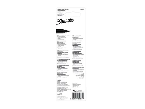 Viltstift Sharpie Fijne punt rond 0.9mm Blister à 2 stuks Zwart