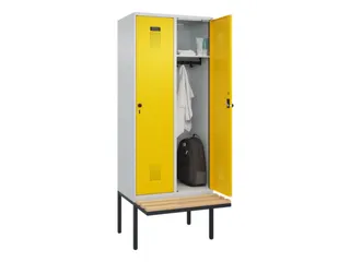locker met bank,HxBxD 2120x800x815mm,2vak,vak B 400mm,draaigrendel - 1