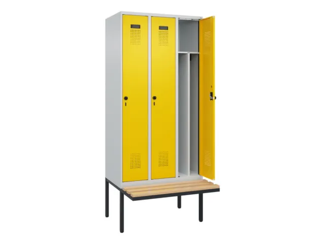 locker met bank,voor scheiding van kleding,HxBxD 2120x900x815mm,3vak