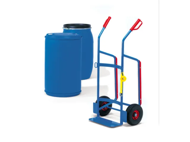 diable porte-fûts,force 250kg,p. fût 1x220l,RAL5007,bandage air