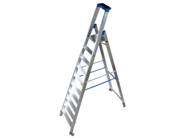 verrijdbare boktrap,eenzijdig,10treden,stand H 2,35m,balk L 3,2m
