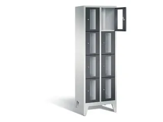 Lockerkast 1850x610x500mm 2x4 vakken Cilinderslot Poten, RAL7021 - 1