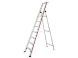 trapladder,eenzijdig,7treden,stand H 1,63m,balk L 2,45m,aluminium