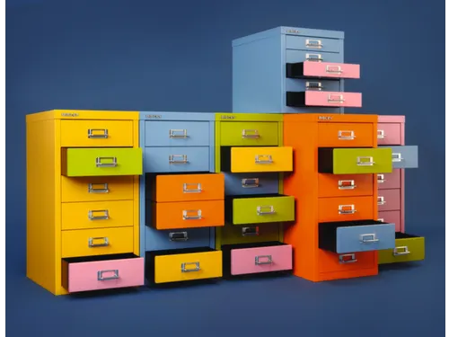 kantoor-ladekast HxBxD 590x279x380mm 6 laden romp kardinaalrood staal