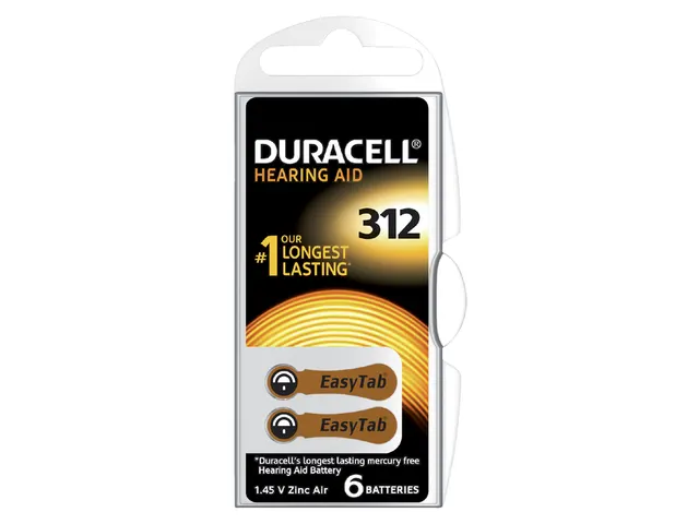 Batterij Duracell Hearing DA312 Ø7,9mm 180mAh 6 stuks