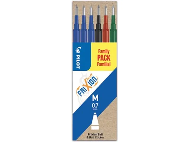 Penvulling Pilot Frixion Ball 0.7mm Medium punt 6 stuks 4 kleuren