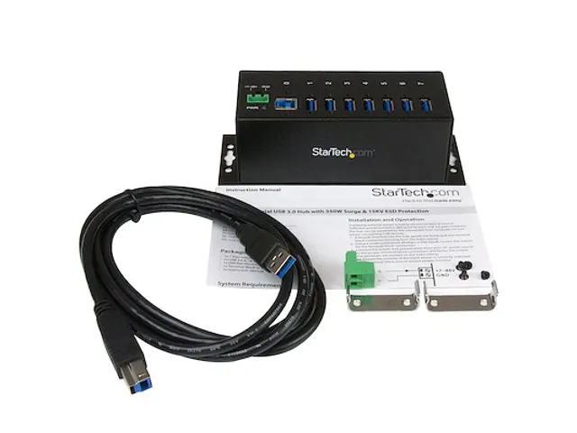 7-Port industriële USB 3.0 hub metalen USB-A hub met DIN-rail montage