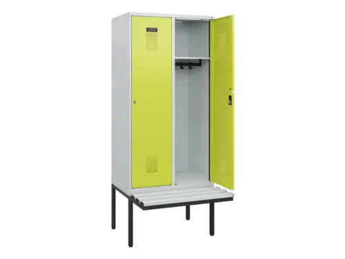 locker met bank,HxBxD 1950x800x815mm,2vak,vak B 400mm,cilinderslot