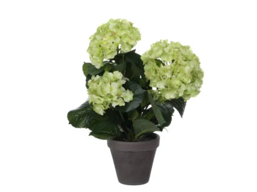 Kunstplant Mica Hortensia in pot groen 35x40cm
