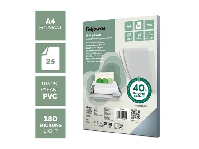 Couverture Fellowes A4 PVC 180 micron 25 pièces