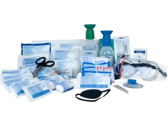 contenu de rechange,p. mallette de secours,DIN 13157,p. chimie