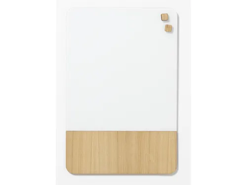 Glasmagneetbord Naga 40x60cm wit/eiken afgeronde hoeken