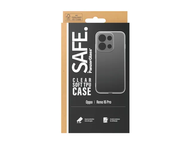 PanzerGlass SAFE. by TPU Case Transparent oppo Reno 16 Pro, Hoes, O