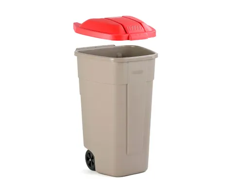 Mobiele container 100 Liter Beige Rood