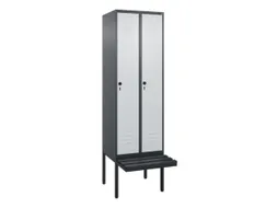 locker met bank,HxBxD 2120x600x815mm,2vak,vak B 300mm,draaigrendel
