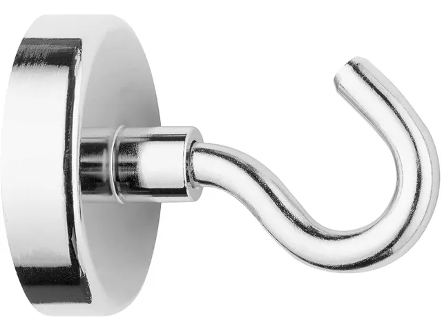 Aimant Westcott avec crochet 48mm Puissant +/- 60kg Argent