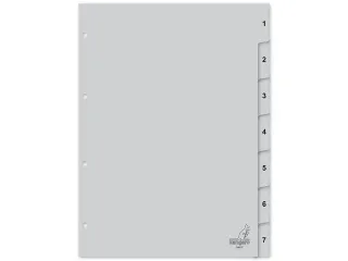 Tabblad Kangaro A4 cijfers PP 120 micron grijs 4-gaats 7-delig - 1
