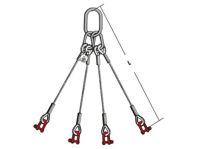 Staaldraadstroppen 4strengen 6.6t 0-45° Kabel Ø 18mm Harpsluiting