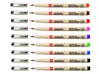 Viltstift met brushpen Bruynzeel Sakura Pigma etui 9 kleuren assorti - 7