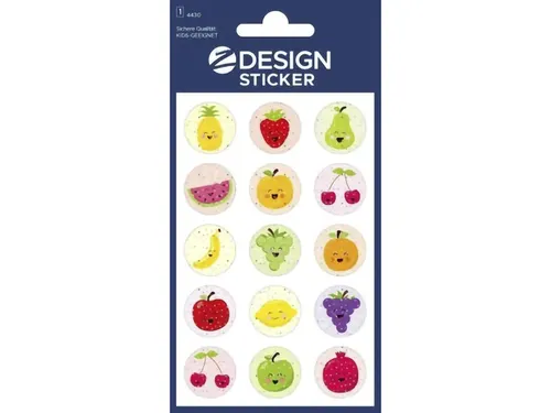 Glitteretiket Z-design Fruit smileys, pakje à 1 vel