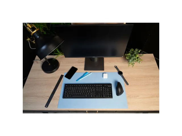 Onderlegger PU 35x60 donkerblw/lichtblw