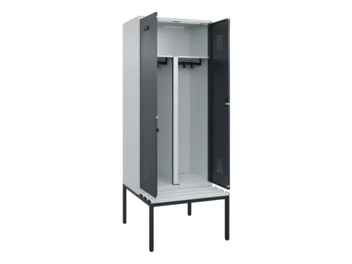 PBM-locker met bank,HxBxD 2120x800x815mm,2vak,vak B 400mm