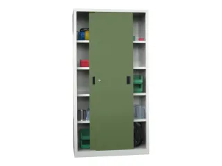 schuifdeurkast,HxBxD 1950x1000x600mm,RAL7035,front RAL6011 - 2