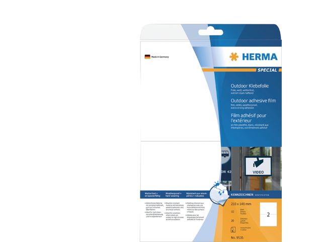Etiket HERMA 9535 A5 210x148mm 20st folie wit | HermaLabels.nl